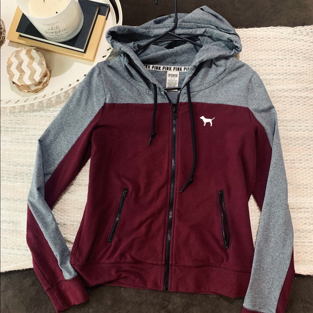 VS PINK ZIP UP SWEATER